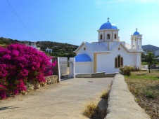 A small colourful church on Lipsi Island