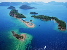 Sand banks and islands in Fethiye Gulf