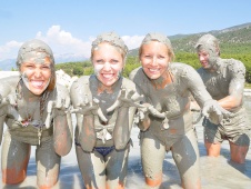 Enjoying the mud baths in Dalyan
